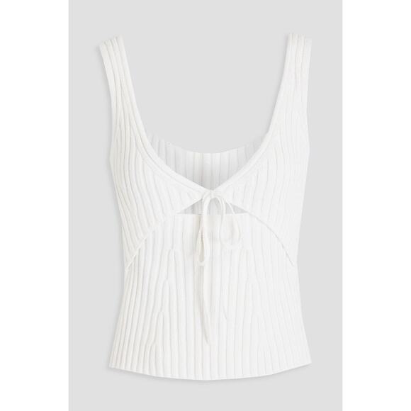 VINCE. White Ribbed-knit cotton-blend Tank Top Size M - Picture 1 of 7